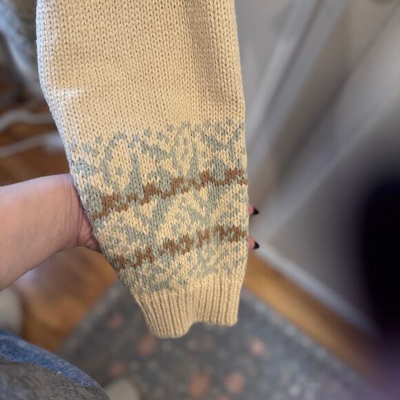 Vintage Heirloom Collectibles Tan Floral Grandma Sweater Shoulder Pads Size L - Picture 7 of 9